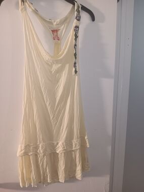 Free People Cream Layered Boho Tank with Floral Strap